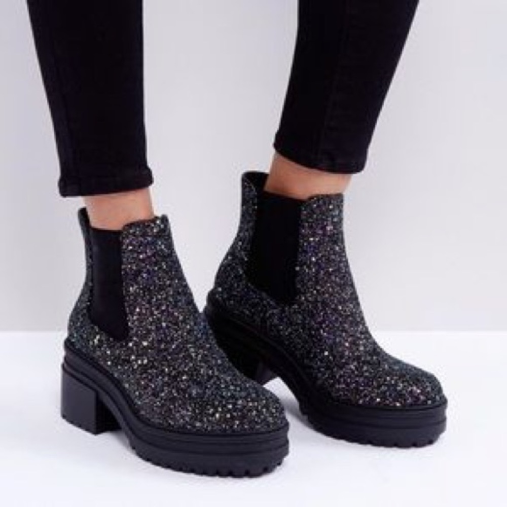 ISO ASOS galaxy glitter platform boot